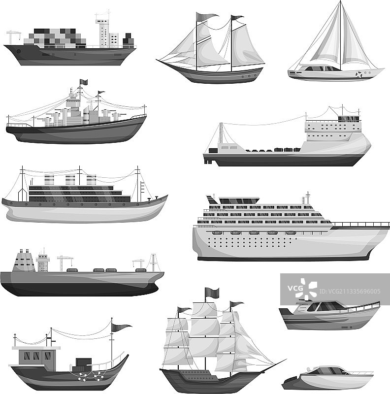 海上船只的剪影，船运船，帆船图片素材