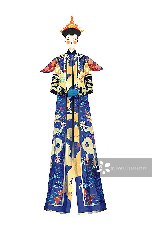 中国风清朝皇后人物插画元素图片素材