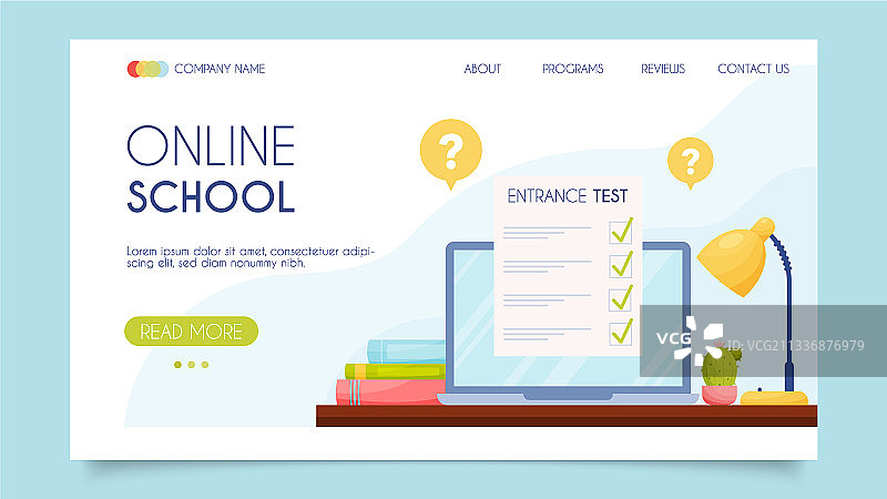 网上学校登陆页面平面概念设计图片素材