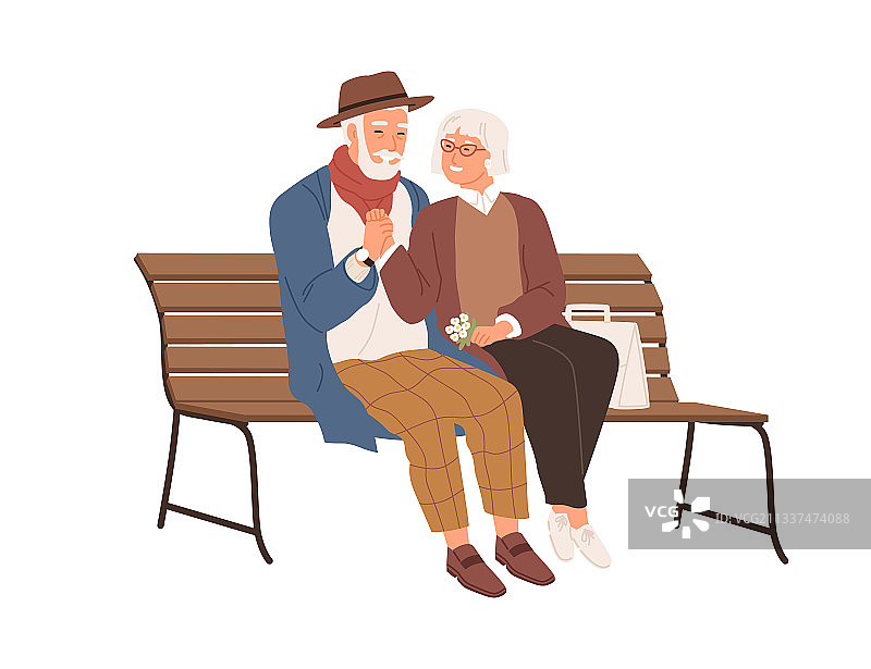 老夫老妻两个老人坐在一起图片素材