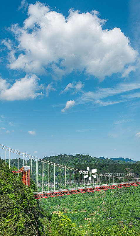 航拍湘西吉首德夯大峡谷矮寨大桥夏季自然风光图片素材