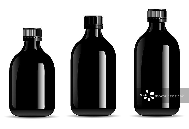 黑色瓶子模型黑色玻璃糖浆瓶小瓶图片素材