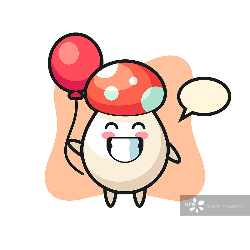 蘑菇吉祥物在玩气球图片素材