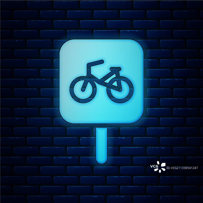 霓虹灯自行车停车图标孤立图片素材