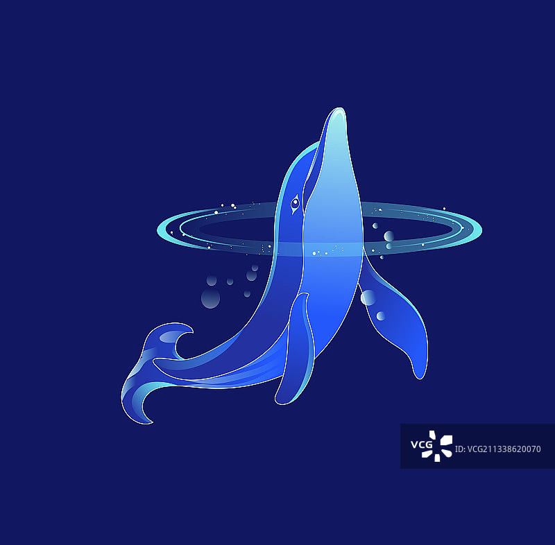 海豚元素蓝色背景图片素材