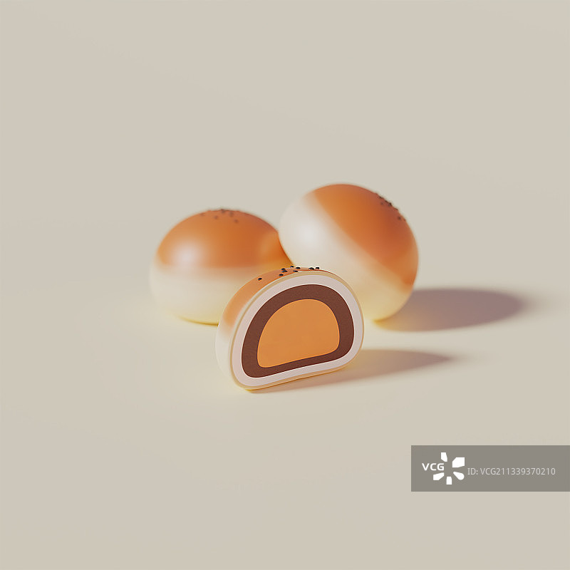 3D渲染蛋黄酥中式美食糕点插图图片素材