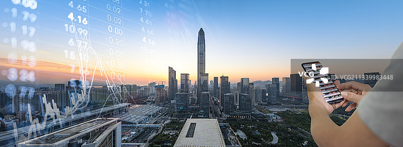 深圳城市风光和股市金融市场概念图片素材