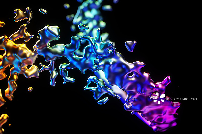 3D抽象流动金属液体图片素材