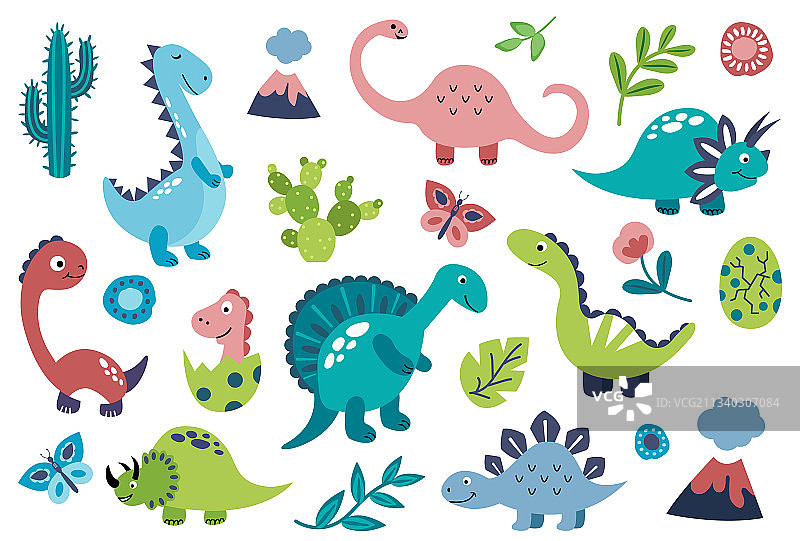 集合可爱的手绘恐龙图片素材