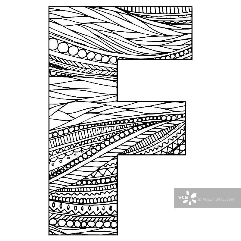 Zentangle字形字母-字母f图片素材