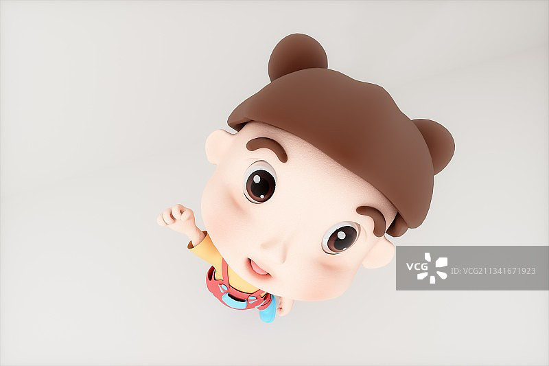 3D渲染的可爱卡通小女孩图片素材