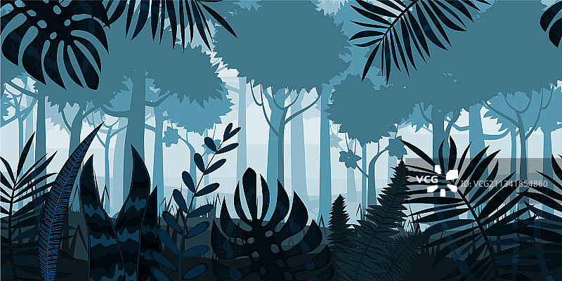 热带丛林景观水平图片素材