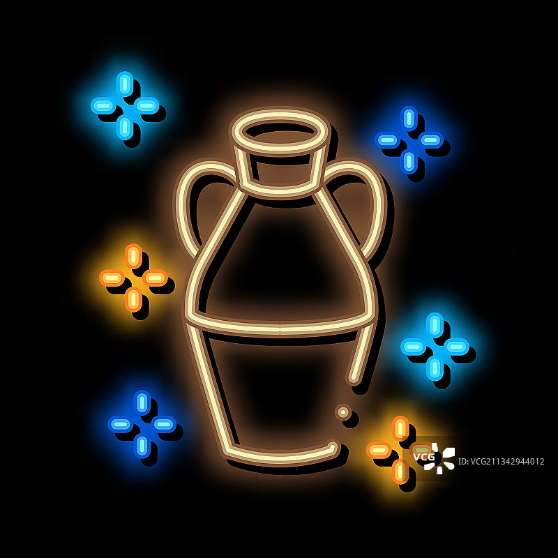 成品陶土花瓶霓虹辉光图标图片素材