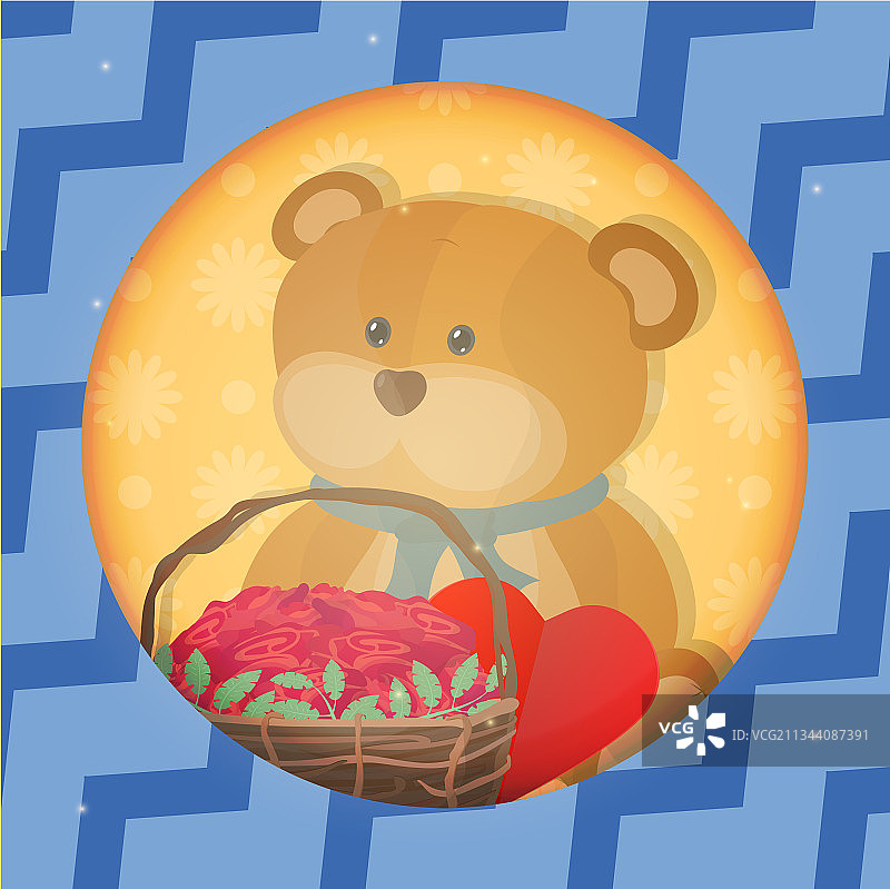 泰迪熊和一束玫瑰图片素材