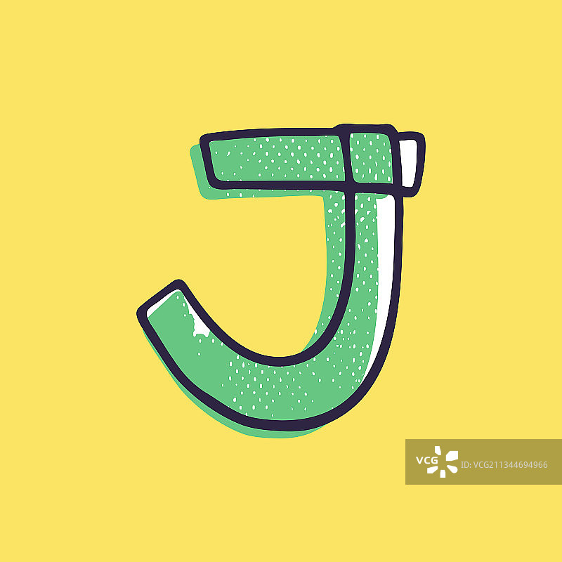 孩子风格的字母j标志手绘与马克笔图片素材