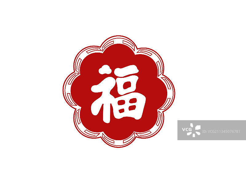 中国红喜庆福字窗花剪纸图片素材