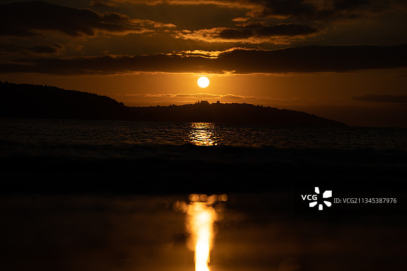 在西班牙的Perbes，日落时的海景图片素材