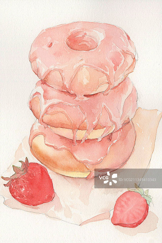 草莓甜甜圈图片素材