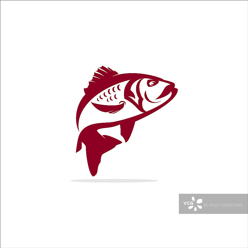 垂钓者红鲷标志设计跳跃鱼标志图片素材