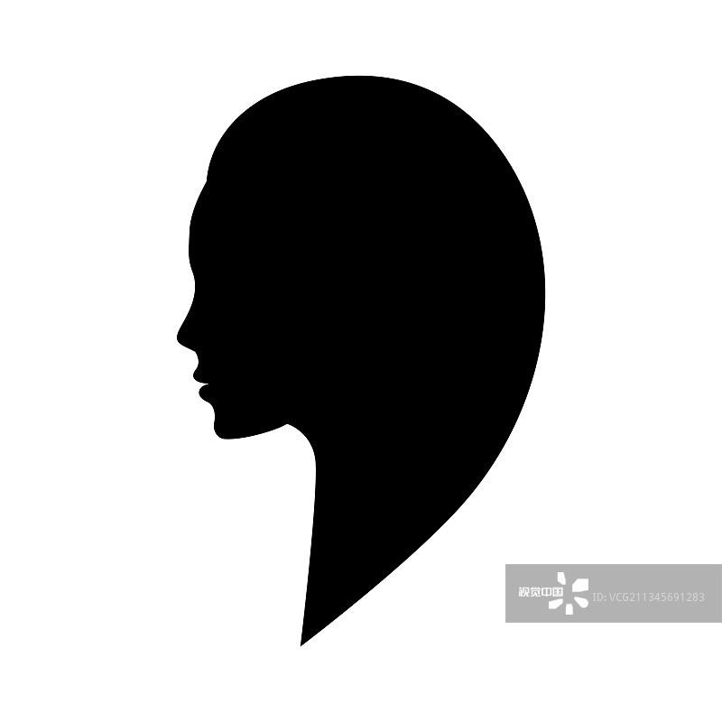黑色剪影女人女孩脸标志侧面图片素材