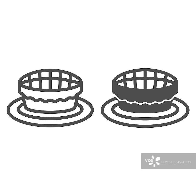 饼线和固体图标糕点和面包房的概念图片素材