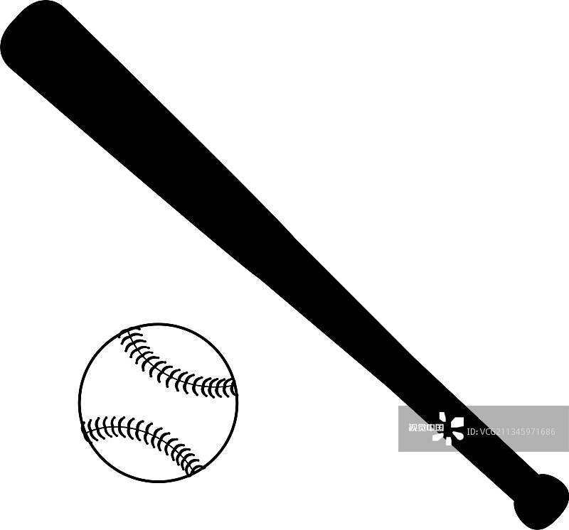 剪影棒球棒和球象征运动图片素材