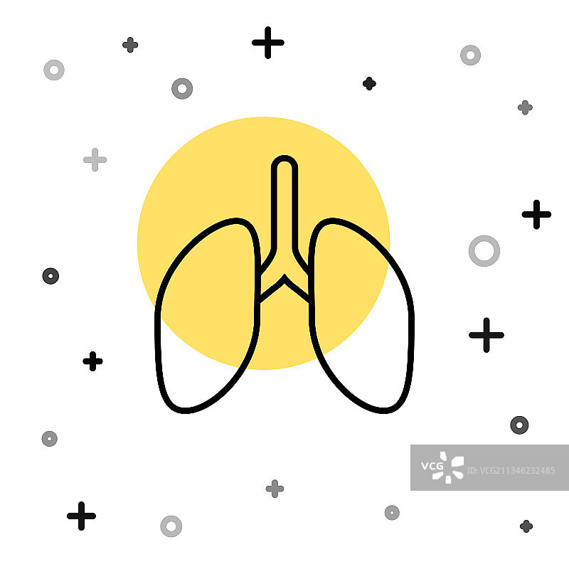 黑线肺图标隔离在白色的背景图片素材