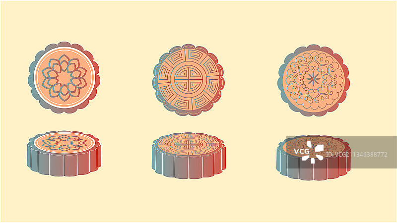 中秋节月饼设计矢量插画图片素材