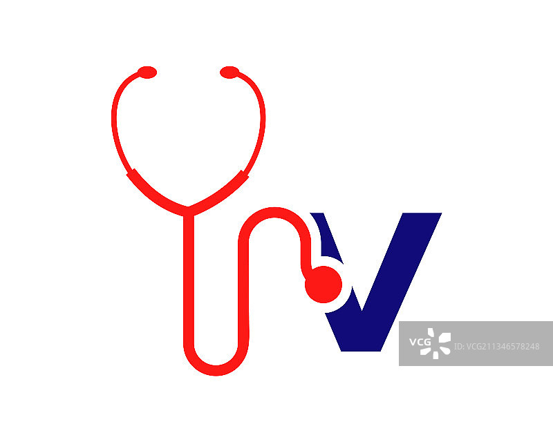 健康保健标志与v字母概念图片素材