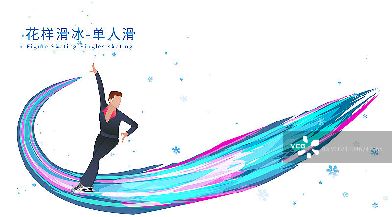 男子单人滑花样滑冰运动竞技项目滑雪运动的插画图片素材