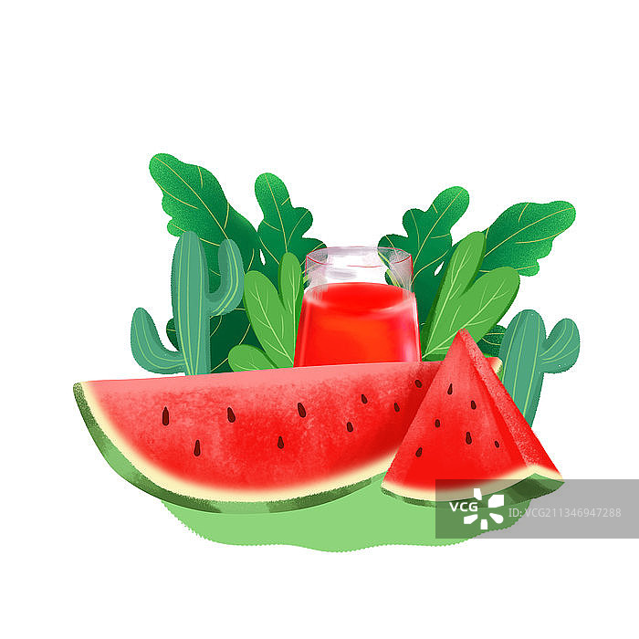 夏至红色的西瓜与西瓜汁图片素材