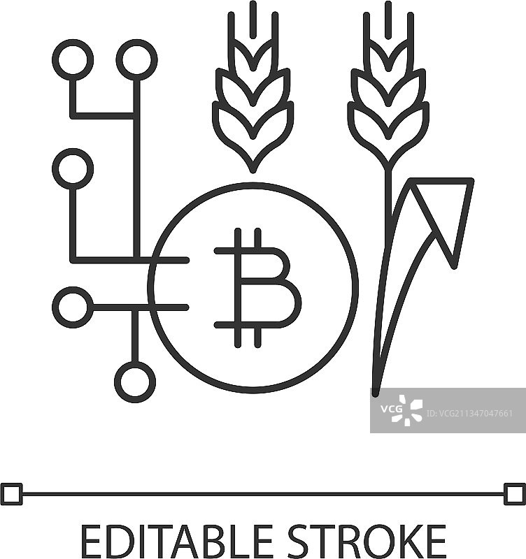 区块链技术在农业中的线性图标图片素材