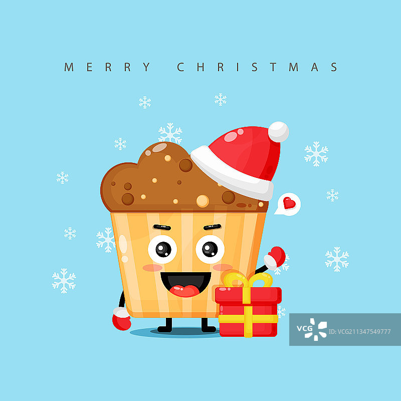 可爱的松饼吉祥物祝你圣诞快乐图片素材