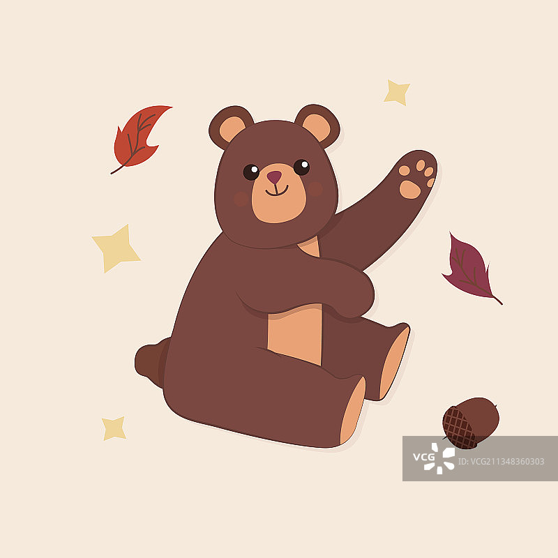 和可爱的秋天棕熊图片素材