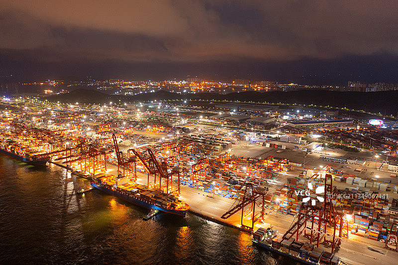 商用港口夜景图片素材