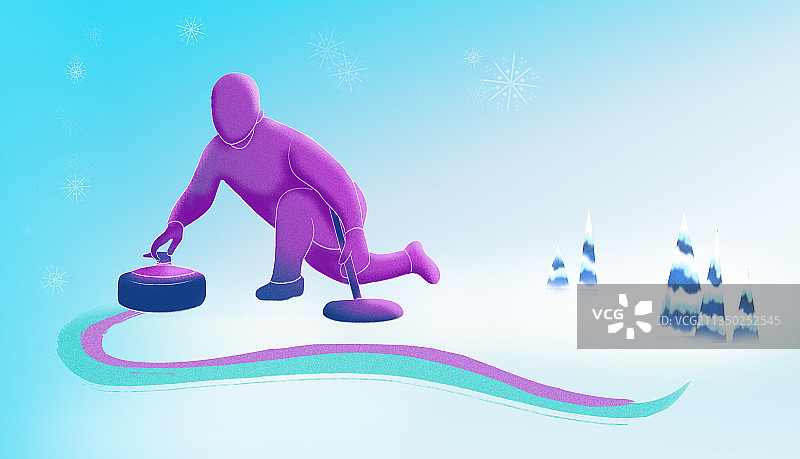 冬天冰壶运动插画图片素材