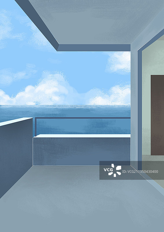 二次元漫画场景阳台走廊图片素材