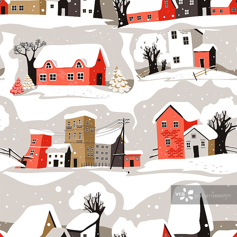 冬季城市景观与房屋和建筑图片素材