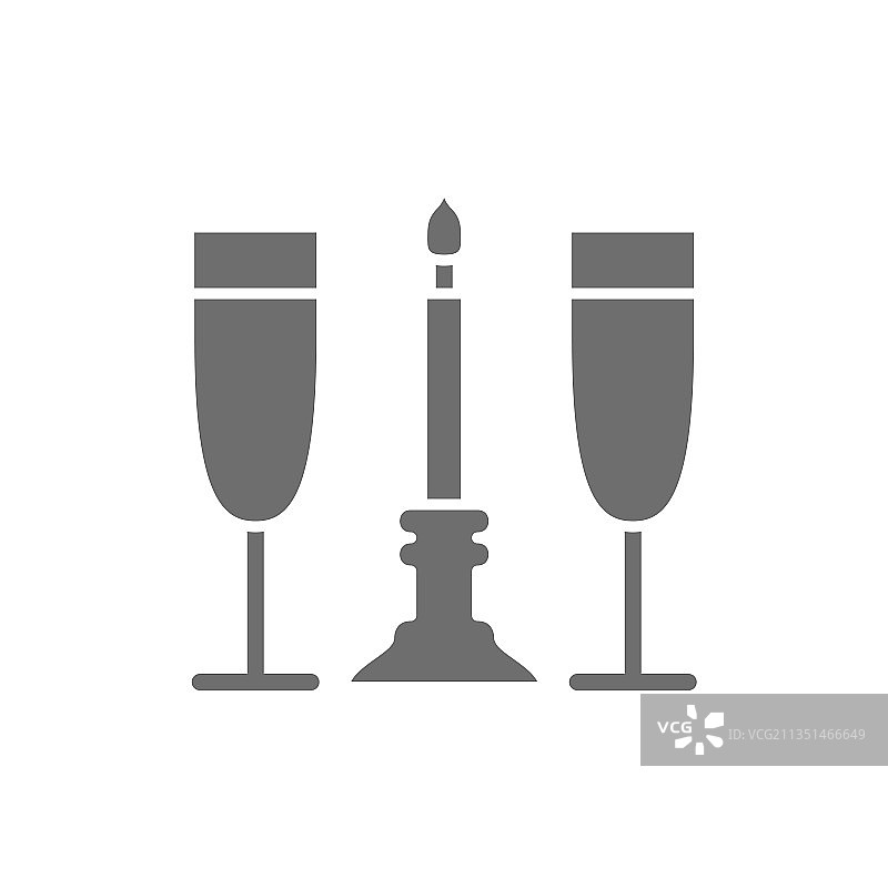 两杯蜡烛浪漫灰色图标图片素材