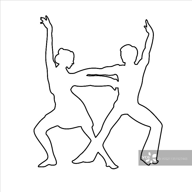 两个男人和女人跳舞的素描设计图片素材