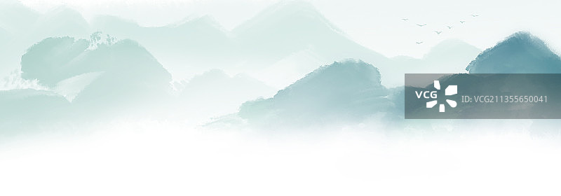 云雾缭绕的山脉水墨背景图片素材