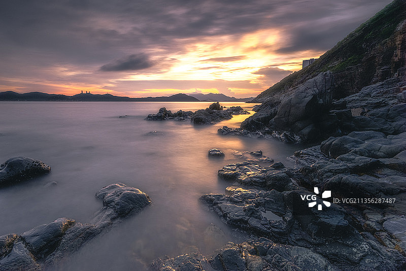 鸭洲日落时的海景图片素材