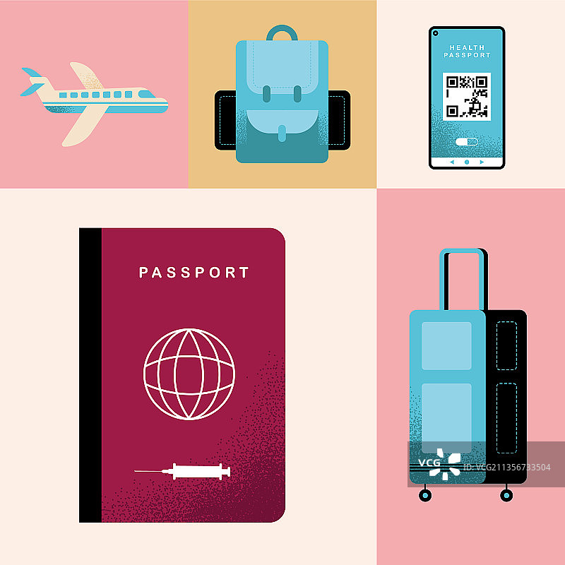 五个健康护照图标图片素材