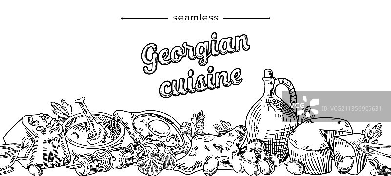 格鲁吉亚菜菜涂鸦无缝模式图片素材