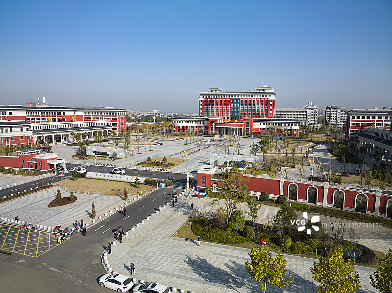 湖北省麻城市第一中学新校区航拍图片素材