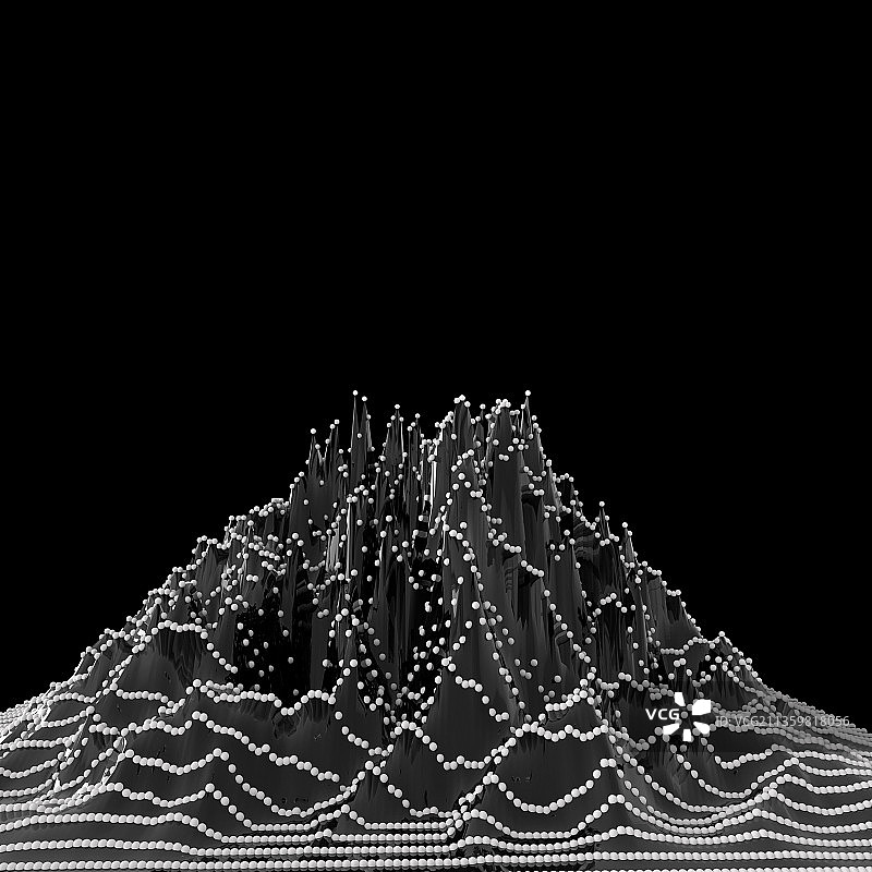 抽象黑白粒子山峰三维渲染图片素材