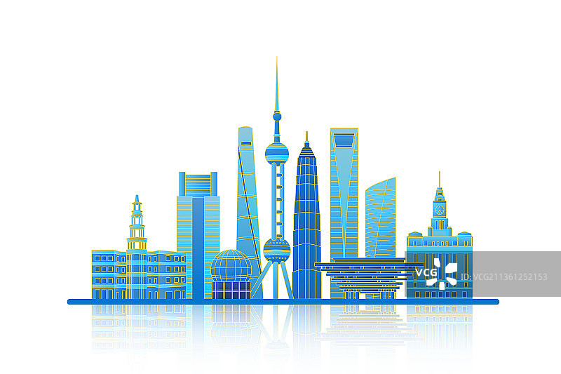 上海城市建筑群矢量插画图片素材