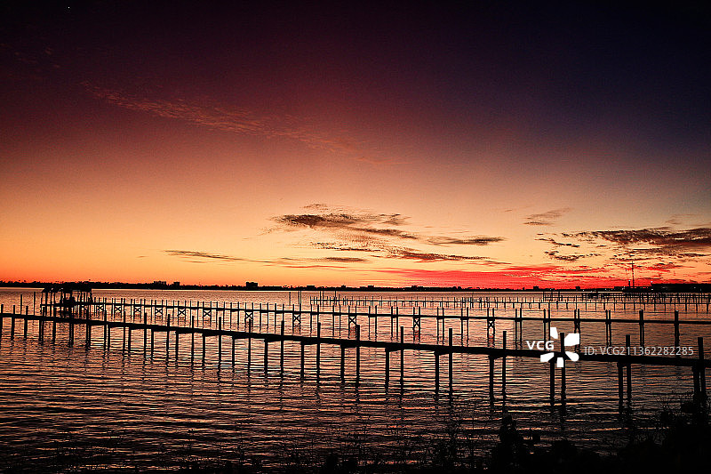 日落时的海天景色，巴拿马城，佛罗里达，美国图片素材