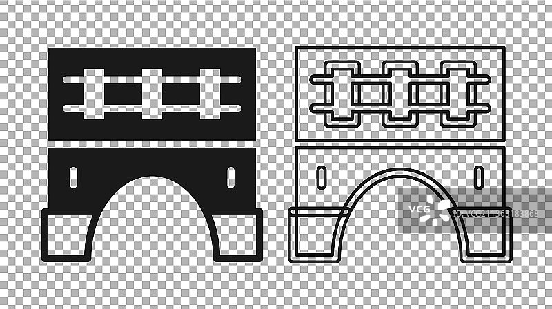 黑色桥梁用于列车图标孤立上图片素材
