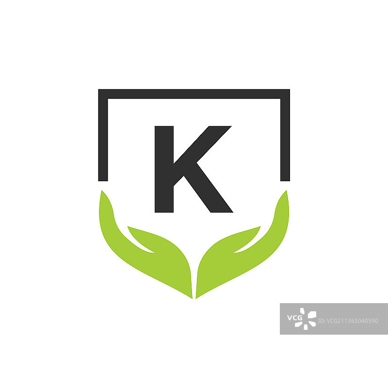 慈善帮助手标志上的字母k概念图片素材